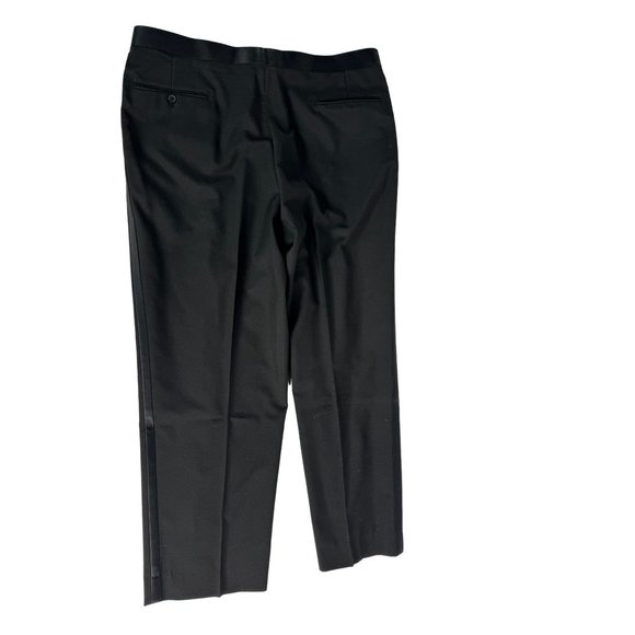Custom Vintage Tuxedo Pant with Satin Stripe 40 Black Polyester Blend - Picture 2 of 16